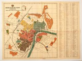 1933 Szeged szabad kir. város térképe.Jó állapotban. Utcajegyzékkel. 63x50 cm