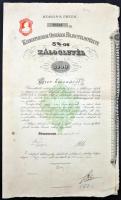 Budapest 1912. Kisbirtokosok Országos Földhitelintézete 5%-os záloglevele 1000K-ról szelvényekkel, szárazpecséttel, bélyegzésekkel T:III