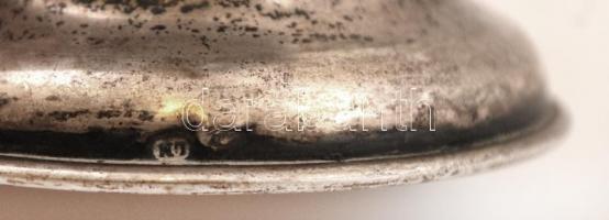 Ezüst (Ag.) talpas pohár csiszolt, metszett több rétegű ólomkristály üvegváza, jelzett,nagyon apró c...