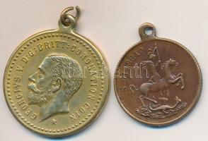 2db Szent György medál: "Regina Vittoria" fém medál füllel. Szign.: Olivieri (22,5mm) + &q...