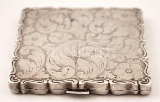 Ezüst (Ag.) púdertartó, tükör és púder nélkül, jelzett, nettó:69 g, 7×7 cm