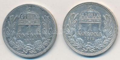 1912KB 1K Ag "Ferenc József" (2x) T:2 kis ph