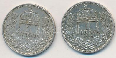 1912KB 1K Ag "Ferenc József" (2x) T:2,2- patina