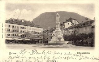 Bolzano, Bozen (Tirol) Johannesplatz, Krautner's Hotel l'Europe  / statue and hotel