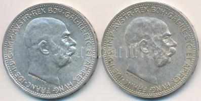 Ausztria 1914. 1K Ag "Ferenc József" (2x) T:2 Austria 1914. 1 Corona Ag "Franz Joseph" (2x) C:XF