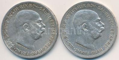 Ausztria 1915. 1K Ag "Ferenc József" (2x) T:2 Austria 1915. 1 Corona Ag "Franz Joseph" (2x) C:XF