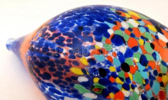 Muránói díszváza, több rétegű, formába fújt, anyagában színezett, hibátlan, jelzés nélkül, m:40 cm