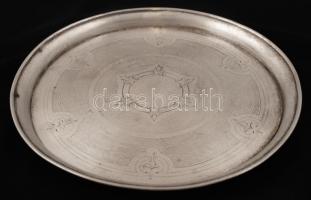 Ezüst (Ag.) tálca, sérült, nettó:198 g, d:21 cm