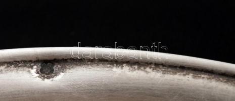 Ezüst (Ag.) tálca, sérült, nettó:198 g, d:21 cm