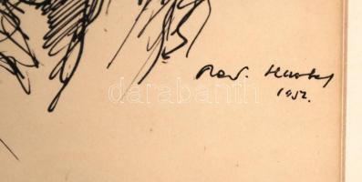 Redő Ferenc (1913-1976): Vajda. Tus, papír, üvegezett keretben, 20×14 cm