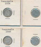 Venezuela 1936-1948. GR 1.250 (1/4B) Ag (3x) + 1954. 25c Ag T:2,2- Venezuela 1936-1948. GR 1.250 (1/4 Bolivar) Ag (3x) + 1954. 25 Centimos Ag C:XF,VF Krause Y# 20,Y# 35