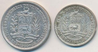 Venezuela 1954. 1B Ag + 1960. 2B Ag T:2
Venezuela 1954. 1 Bolivar Ag + 1960. 2 Bolivares Ag C:XF
K...