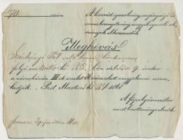 1868 Meghívás pesti városházi megjelenésre, 18x24cm