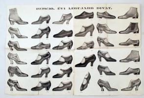 1929-30. évi legújabb divat cipők, nagy méretű plakát, hajtogatva, 45x68cm