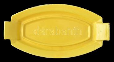 Gránit kerámia sárga vajtartó, kopásnyomokkal, jelzett, 28,5x15x8 cm