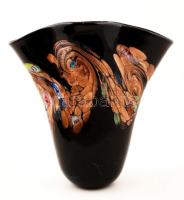 Muránói millefioris fújt díszváza, több rétegű, anyagában színezett, hibátlan, jelzés nélkül, m:30 c...