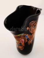 Muránói millefioris fújt díszváza, több rétegű, anyagában színezett, hibátlan, jelzés nélkül, m:30 c...