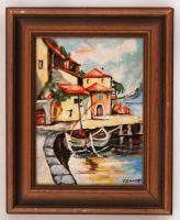 F.Zimmert jelzéssel: Olasz kisváros. Olaj, farost, fa keretben, 15x11 cm