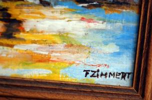 F.Zimmert jelzéssel: Olasz kisváros. Olaj, farost, fa keretben, 15x11 cm