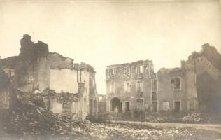 1918 San Michele di Piave; WWI damages on the Austro-Hungarian side of the front, photo