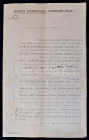 1920 Budapest Székesfőváros Vásárigazgatójának hivatalos levele feltételezett katonák sorozatos elkobzási akciójáról, 34x21cm