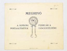 1931 Postaaltisztek Országos Egyesületének Soproni csoportja, táncestély meghívója.