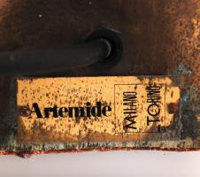 Artemide Ifigenia asztali lámpa, jelzett, müködik, üveg-réz-műanyag, apró hiba a burán, m:80 cm