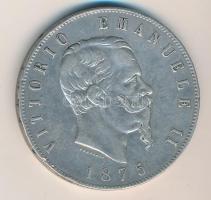 Olaszország 1875M BN 5L Ag "II. Viktor Emánuel" T:2,2- ph. Italy 1875M BN 5 Lire Ag "Vittorio Emanuele II" C:XF,VF edge error