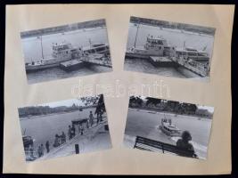 cca 1960 Morgó hajó a Margitszigetnél, 4db fotó kartonra ragasztva, 7x12cm