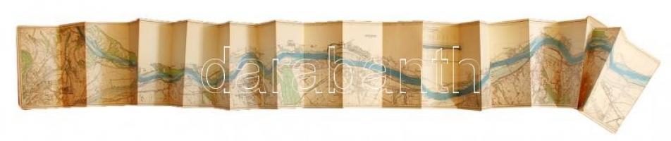 Duna Esztergom-Győr vízisporttérkép, Magyar Királyi Állami Térképészeti Intézet 24x192 cm