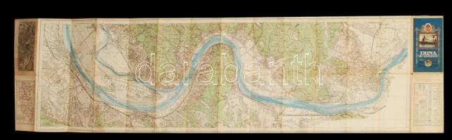 Duna Vác Esztergom vízisporttérkép, Magyar Királyi Állami Térképészeti Intézet 24x192 cm. Szép állap...
