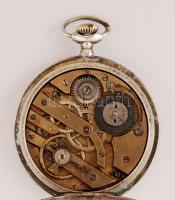 cca 1910 Ezüst zsebóra, duplafedeles, svajci szerkezet. téli, szános jelenettel, kitisztítva, jól mű...