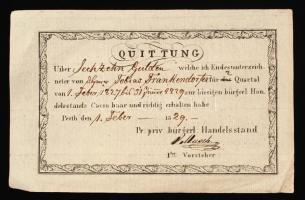 1829 Quittung. Átvételi elismervény 16 osztrák-magyar forintról (gulden).