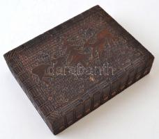 Régi, faragott fa doboz, 17x13x4cm