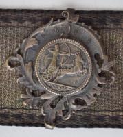 XIX. század végi díszes öv, rajta Szent György éremmel. h: 77 cm