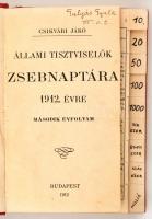 Csíkvári Jákó: Állami tisztviselők zsebnaptára. Bp., 1912. Kissé hullámos egészvászon kötésében