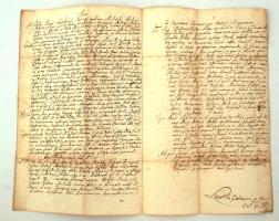 1760 Nedeczky József Pozsony vármegyei szolgabíró kétnyelvű (magyar-latin) levele. 3 beírt oldal
