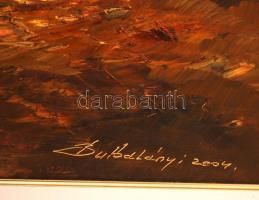 Bubelényi László (1953-): Nyugodt táj. Olaj, farost, jelzett, keretben, 50×80 cm