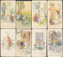 cca 1930-40 Gyermek szentképek különböző minőségben, 18db, 10x6cm