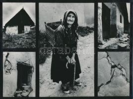 cca 1985 Kardos Tamás: Gunyhólakó, feliratozott vintage fotóművészeti alkotás, 16,5x22,5 cm