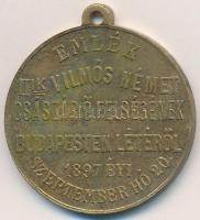1897. "II. Vilmos látogatása Budapesten" fém emlékérem füllel "II. VILMOS - I. FERENC...