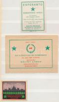 Eszperantó levélzáró bélyegek, közte összefüggések, összesen 11 db