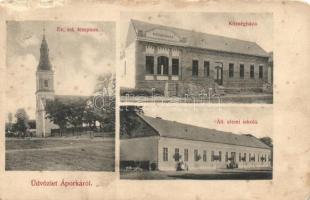 Áporka, Községháza, Állami elemi iskola, Evangélikus református templom (b)