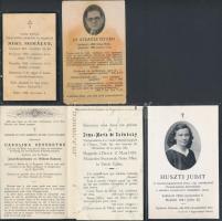 cca 1930-40 Egyházi személyek gyászjelentése, 13db, különböző méretben és minőségben, 12x7cm