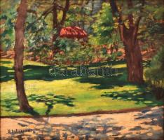 B Wellisch Mragit (?-?): Parkban. Olaj, vászon, jelzett, keretben, 60×70 cm
