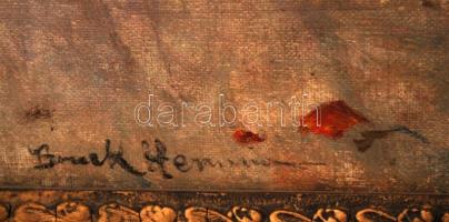 Bruck Hermina (1865-1944): Ősz a teraszról. Olaj, vászon, jelzett, keretben, 60×50 cm