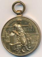 1908. A Körmöczbányai Magyar Királyi Pénzverde Látogatásának Emlékére aranyozott fém emlékérem füllel (22,5mm) T:1- Hungary 1908. To the memory of the visit of the Hungarian Royal Kremnitz Mint gilt metal medallion with ear (22,5mm) C:AU