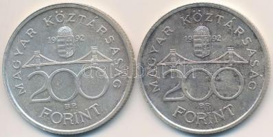 1992. 200Ft Ag "MNB" (2x) T:2 patina