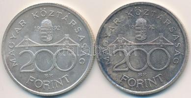 1992. 200Ft Ag "MNB" (2x) T:2 patina, ujjlenyomat