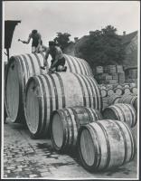 cca 1960 Hordógyárban, jelzés nélküli vintage fotó, 24x18 cm